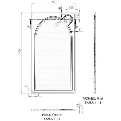 Vayer Virgo brodzik 140x76 cm prostokątny antypoślizgowy biały 140.076.001.2-1.0.0.0.0