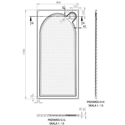 Vayer Virgo brodzik 170x80 cm prostokątny antypoślizgowy biały 170.080.001.2-1.0.0.0.0