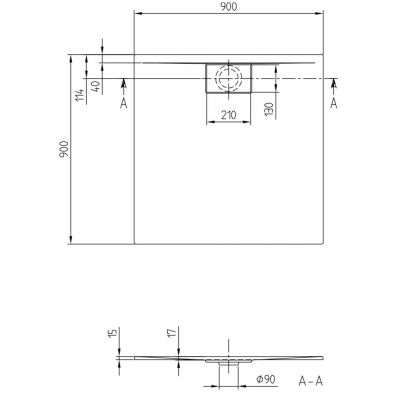 Villeroy & Boch Architectura MetalRim brodzik 90x90 cm kwadratowy szary UDA9090ARA115V-3S