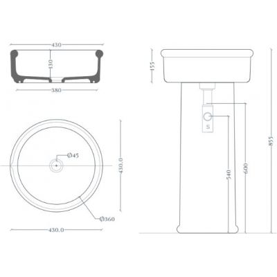 Art Ceram Brera umywalka 43 cm okrągła nablatowa biała BRL00101;00