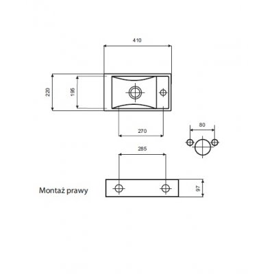 Umywalka 41 x 22 cm Actima Picolo CEAC.1002.40PRBL