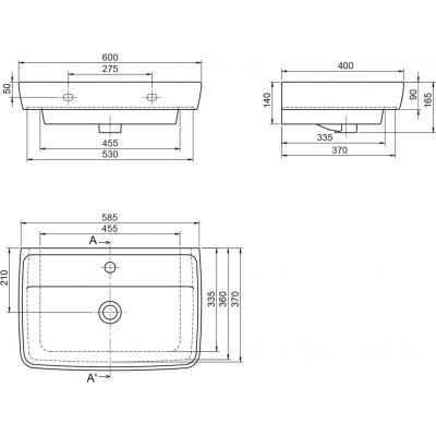 Aqualine Duru umywalka 60x40 cm prostokątna ścienna-meblowa biała TU0351