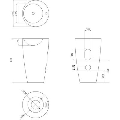 Aqualine umywalka 84x50 cm okrągła wolnostojąca biała VS701