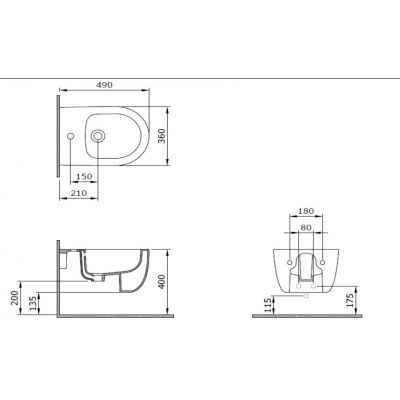 Bocchi V-Tondo bidet wiszący czarny mat 1487-004-0120