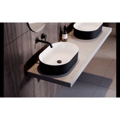 Besco Lova umywalka 53x34 cm owalna nablatowa biała-czarna #UMM-LBW-N