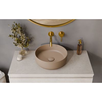 Besco Clea umywalka 34,6 cm okrągła nablatowa mokka matt UNCM-35-CLM