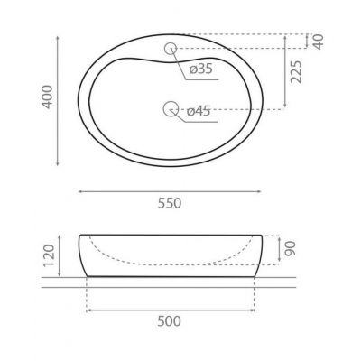 Bathco Spain Santorini Negro umywalka 55x40 cm nablatowa owalna czarna 00313