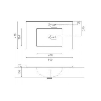 Bathco Montecarlo umywalka 80 cm blatowa dolomitowa 0510