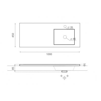 Bathco Spain Castro umywalka 100x45 cm dolomitowa wpuszczana w blat biała 0542