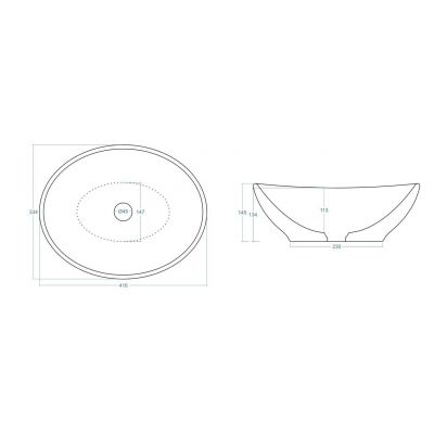 Corsan umywalka 41,6x33,4 cm nablatowa owalna biała/korek chrom MU4134WH+MUKKCH