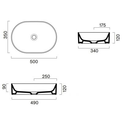 Catalano Gold & Silver umywalka 50x35 cm owalna nablatowa biała-złota 0122500042