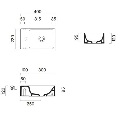 Catalano Premium umywalka 40x23 cm prostokątna biała 0220411001