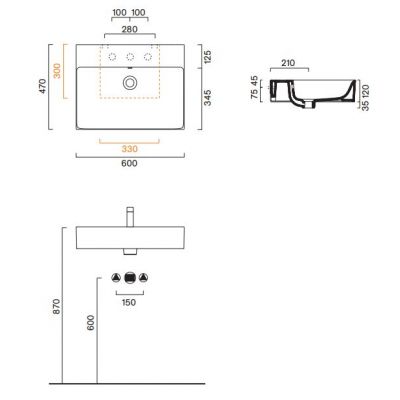 Catalano Premium umywalka 60x47 cm prostokątna nablatowa czarna 0220600022