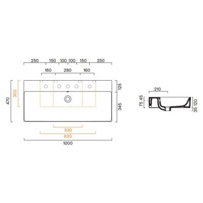 Catalano Premium umywalka 100x47 cm prostokątna nablatowa czarna 0221000022