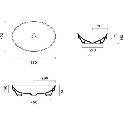Catalano Sfera umywalka 58x40 cm owalna biała 0524580001