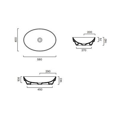 Catalano Sfera umywalka 58x40 cm owalna satin tortora 0524580032