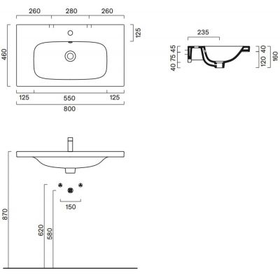 Catalano Alvea umywalka 80x46 cm prostokątna ścienna-meblowa biała 0620811001