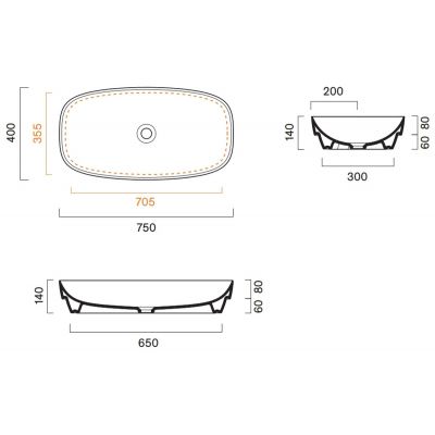 Catalano Alvea umywalka 75x40 cm owalna nablatowa czarna 0624750022