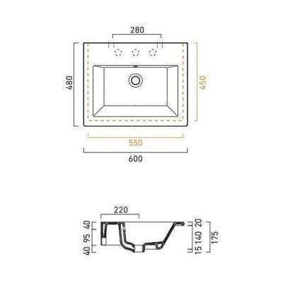 Catalano Star umywalka 60x48 cm wpuszczana biała 160ST00