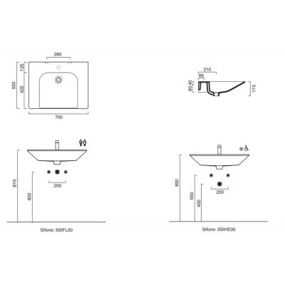 Catalano Sfera Comfort umywalka 70x55 cm wisząca prostokątna biała 170HENO00
