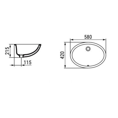 Ceramica Dolomite Agordo umywalka 58x42 cm owalna podblatowa biała D320101