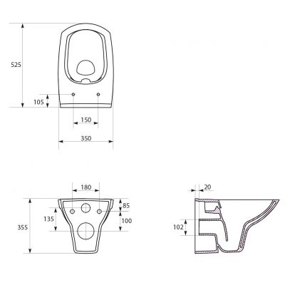 Zestaw Cersanit Carina Set B354 miska WC wisząca CleanOn z deską wolnoopadającą Slim i stelaż podtynkowy Aqua z przyciskiem spłukującym Movi czarny mat S701-487