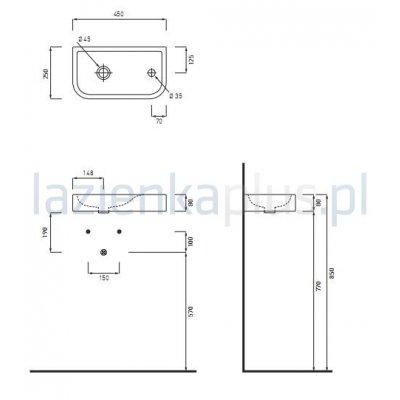 Cielo Opera umywalka 45x25 cm biała OPLA45