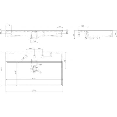 Clou New Wash Me umywalka 70x42 cm prostokątna ścienna-nablatowa biała CL/02.01432