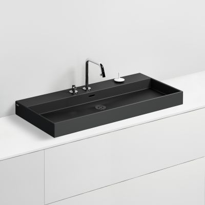 Clou New Wash Me umywalka 90x42 cm prostokątna ścienna-nablatowa czarna CL/02.30434