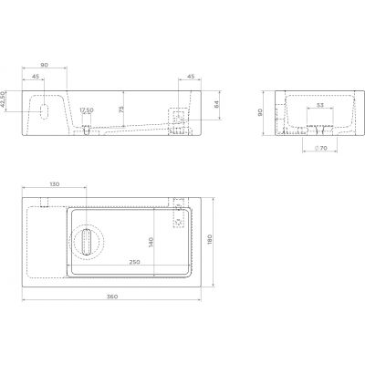 Clou Flush umywalka 36x18 cm prostokątna ścienna-nablatowa biała CL/03.02033
