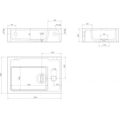 Clou Flush umywalka 36x24,5 cm prostokątna ścienna-nablatowa biała CL/03.03020