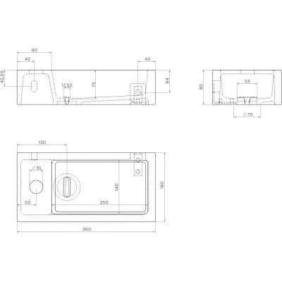 Clou Flush umywalka 36x18 cm prostokątna ścienna-nablatowa biała CL/03.03032