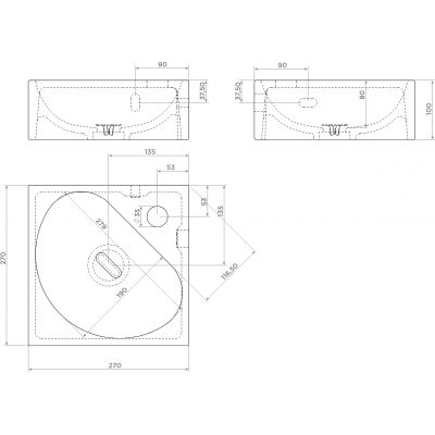 Clou Flush umywalka 27x27 cm kwadratowa ścienna-nablatowa biała CL/03.03050