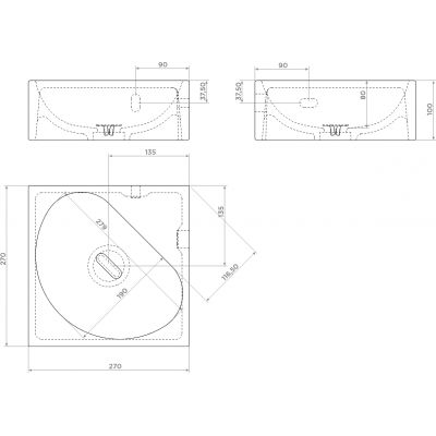 Clou Flush umywalka 27x27 cm kwadratowa ścienna-nablatowa biała CL/03.03051