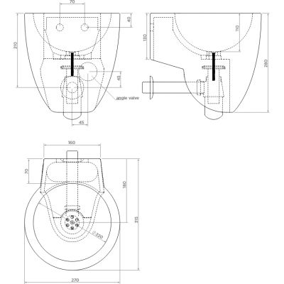 Clou Flush umywalka 31,5x27 cm okrągła ścienna biała CL/03.03061