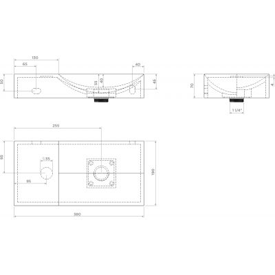 Clou Vale umywalka 38x19 cm prostokątna ścienna-nablatowa biała CL/03.03161.L