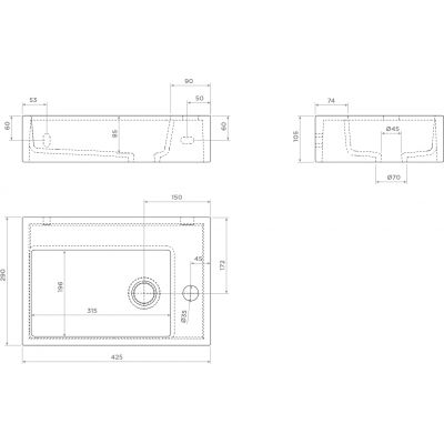 Clou Flush umywalka 42,5x29 cm prostokątna ścienna-nablatowa biała CL/03.03220