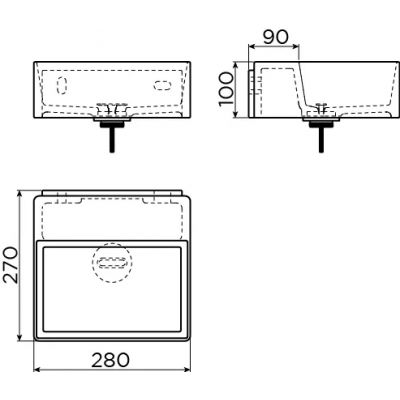Clou New Flush umywalka 28x27 cm prostokątna ścienna-nablatowa biała CL/03.03410