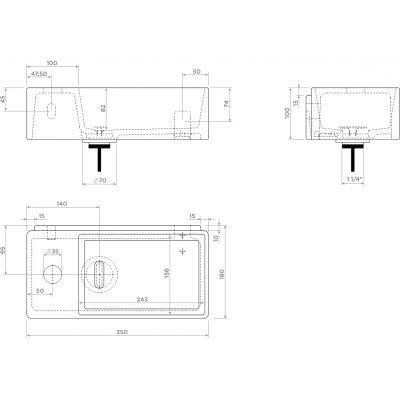 Clou New Flush umywalka 35x18 cm prostokątna ścienna-nablatowa biała CL/03.03432.01