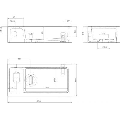 Clou Flush umywalka 36x18 cm prostokątna ścienna-nablatowa biała CL/03.08032