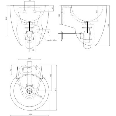 Clou Flush umywalka 31,5x27 cm okrągła ścienna biała CL/03.08061