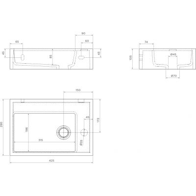 Clou Flush umywalka 42,5x29 cm prostokątna ścienna-nablatowa biała CL/03.08221