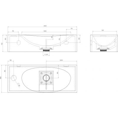Clou Hammock umywalka 45x18 cm prostokątna ścienna-nablatowa biała CL/03.08370