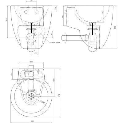 Clou Flush umywalka 31,5x27 cm okrągła ścienna czarna CL/03.12060