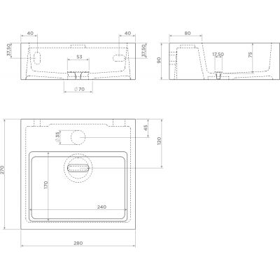 Clou Flush umywalka 28x27 cm prostokątna ścienna-nablatowa biała CL/03.13011