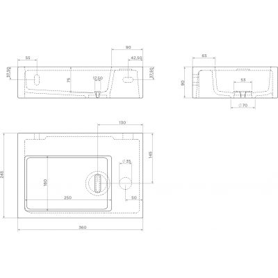 Clou Flush umywalka 36x24,5 cm prostokątna ścienna-nablatowa biała CL/03.13021