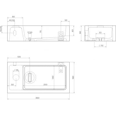 Clou Flush umywalka 36x18 cm prostokątna ścienna-nablatowa biała CL/03.13032