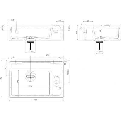 Clou New Flush umywalka 35,5x24,5 cm prostokątna ścienna-nablatowa biała CL/03.13420