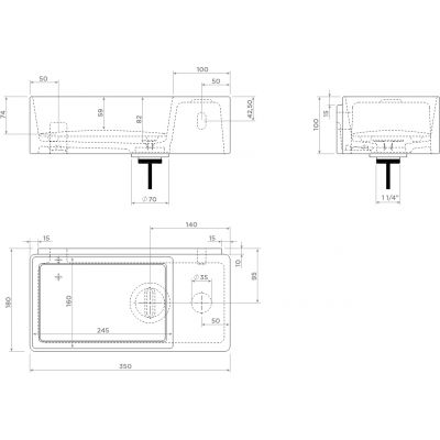Clou New Flush umywalka 35x18 cm prostokątna ścienna-nablatowa biała CL/03.13430.02