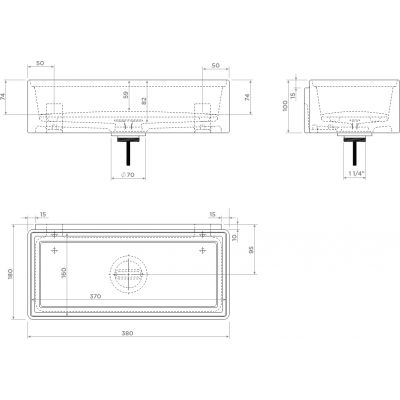 Clou New Flush umywalka 38x18 cm prostokątna ścienna-nablatowa biała CL/03.13431.02